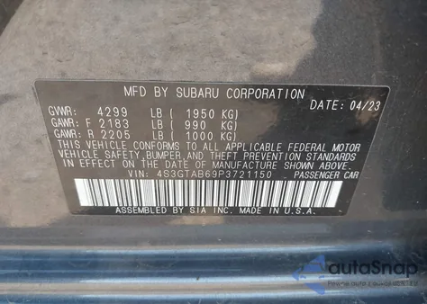 2023 Subaru Impreza Base 5-Door из США, поврежденный, VIN 4S3GTAB69P3721150